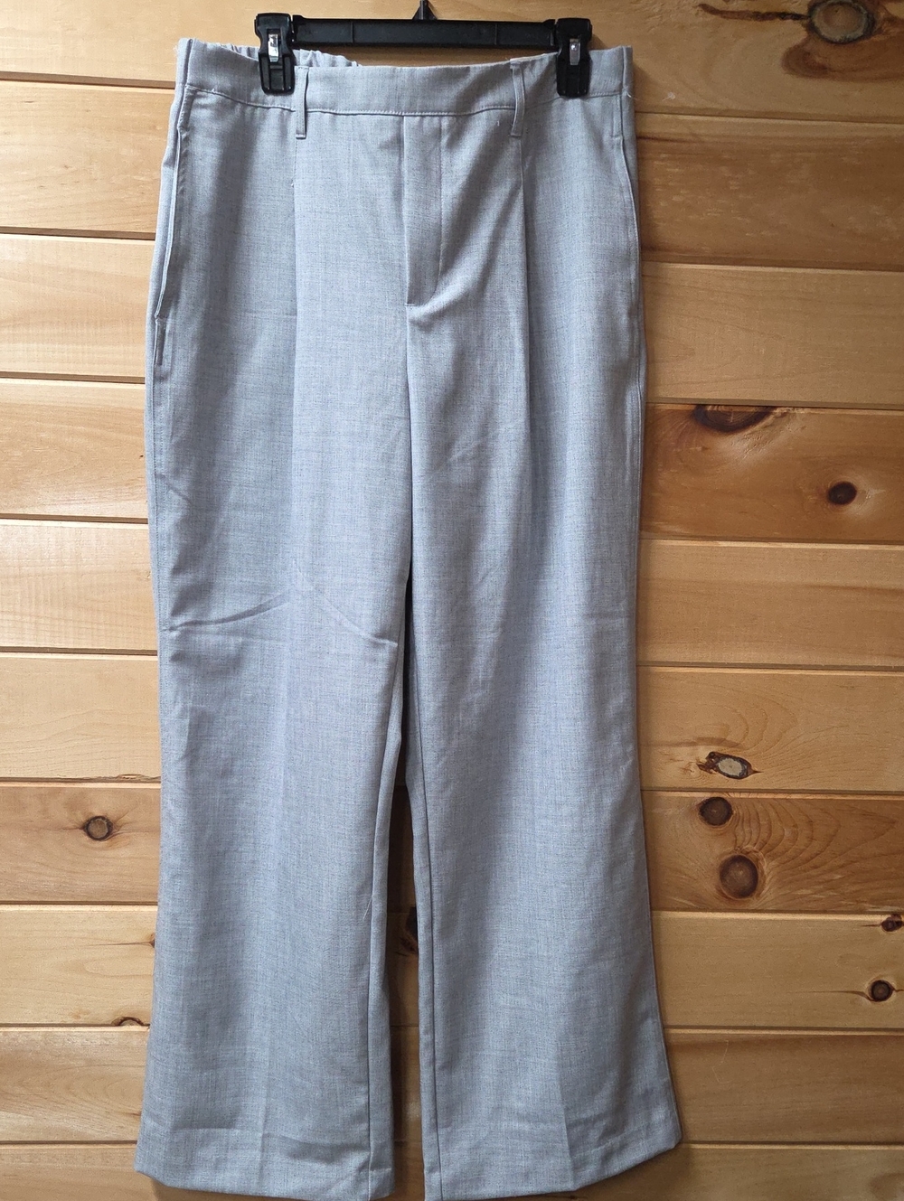 Women's Light Gray Tailored Dress Pants Elastic Waist